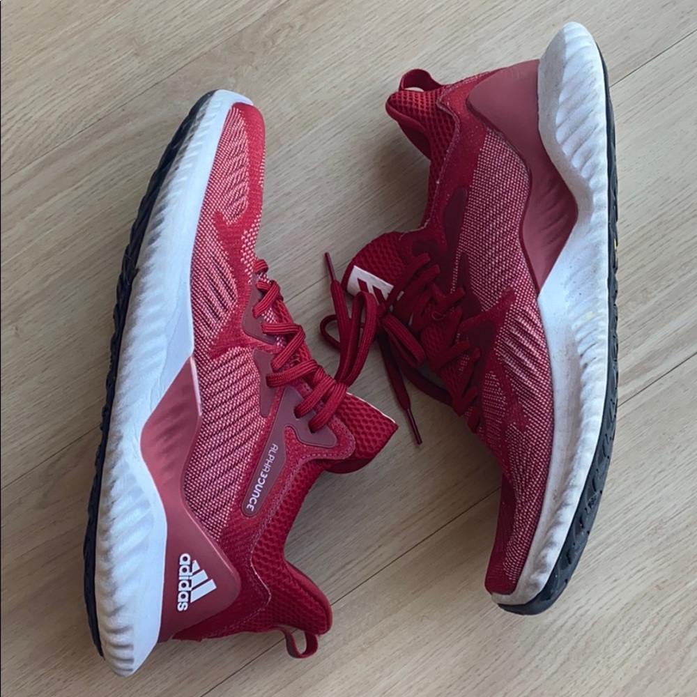 Red Adidas Alpha Bounce Sneakers